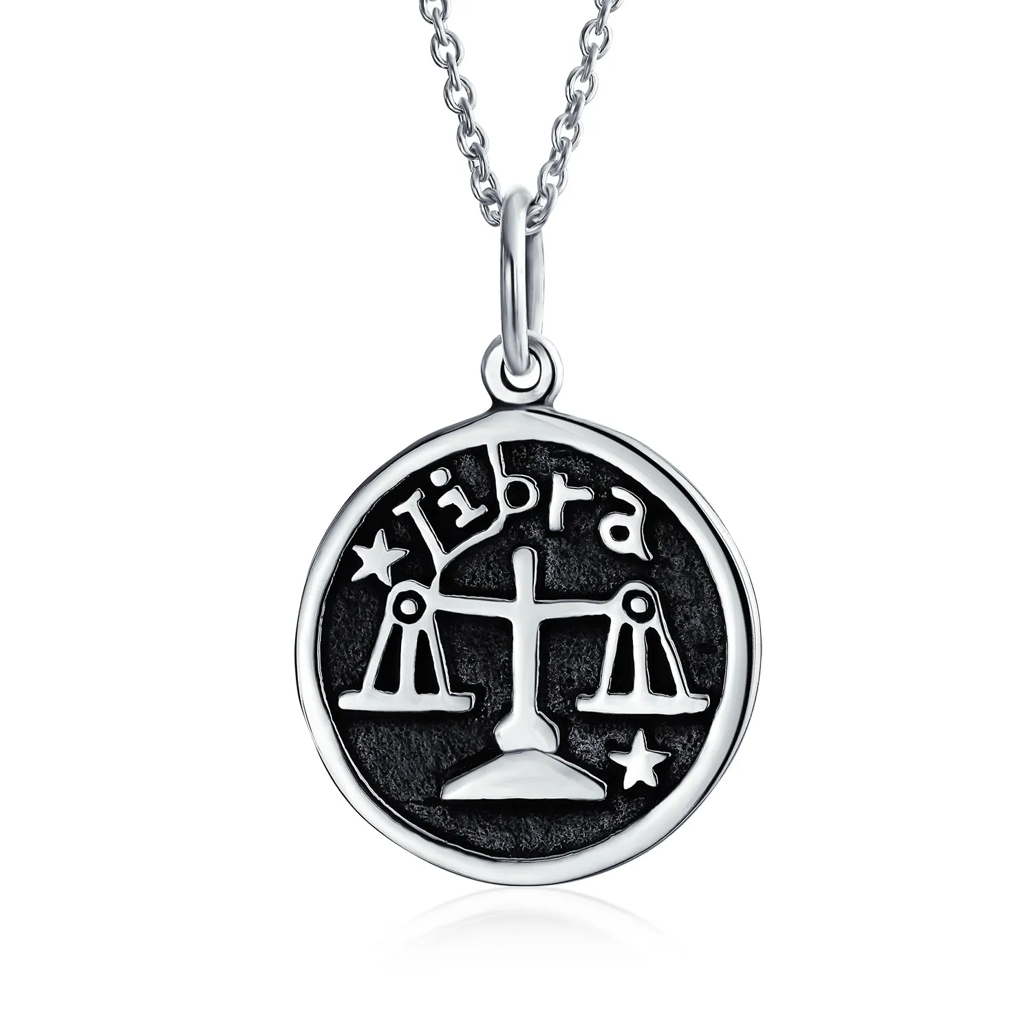 Astrology Constellation Pendant Necklace in Oxidized Sterling Silver Zodiac Medallion