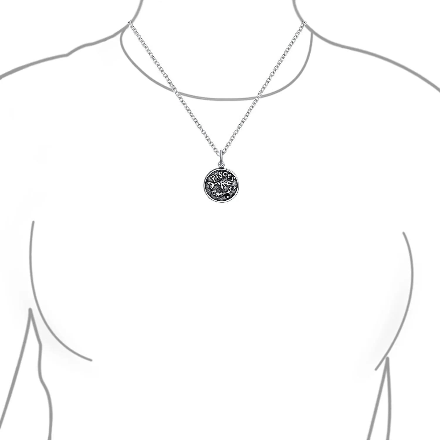 Astrology Constellation Pendant Necklace in Oxidized Sterling Silver Zodiac Medallion