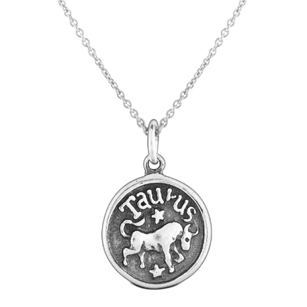 Astrology Constellation Pendant Necklace in Oxidized Sterling Silver Zodiac Medallion