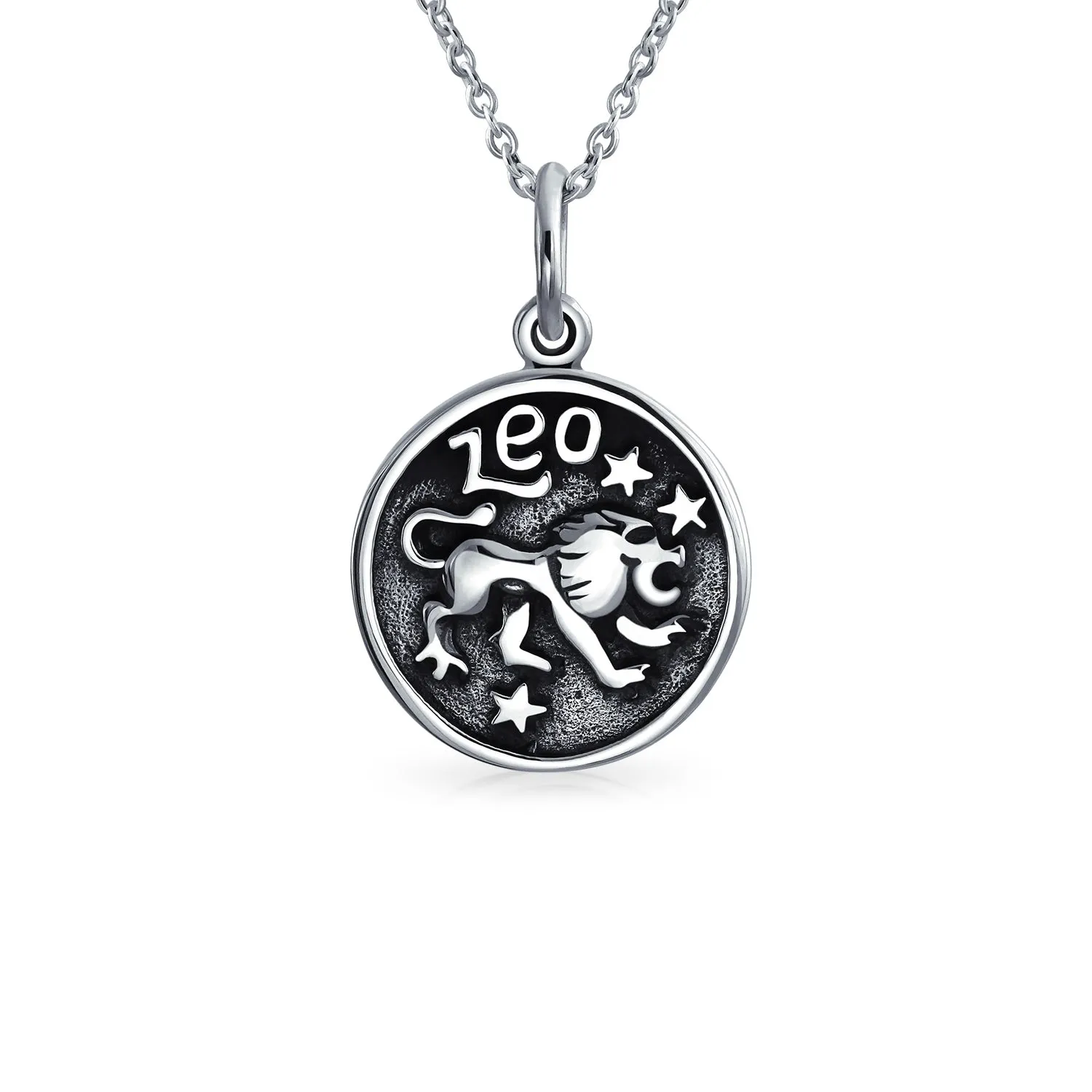 Astrology Constellation Pendant Necklace in Oxidized Sterling Silver Zodiac Medallion