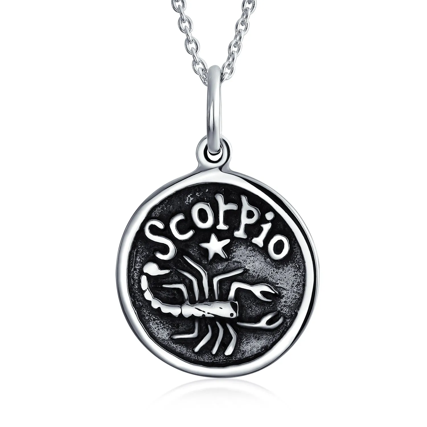 Astrology Constellation Pendant Necklace in Oxidized Sterling Silver Zodiac Medallion