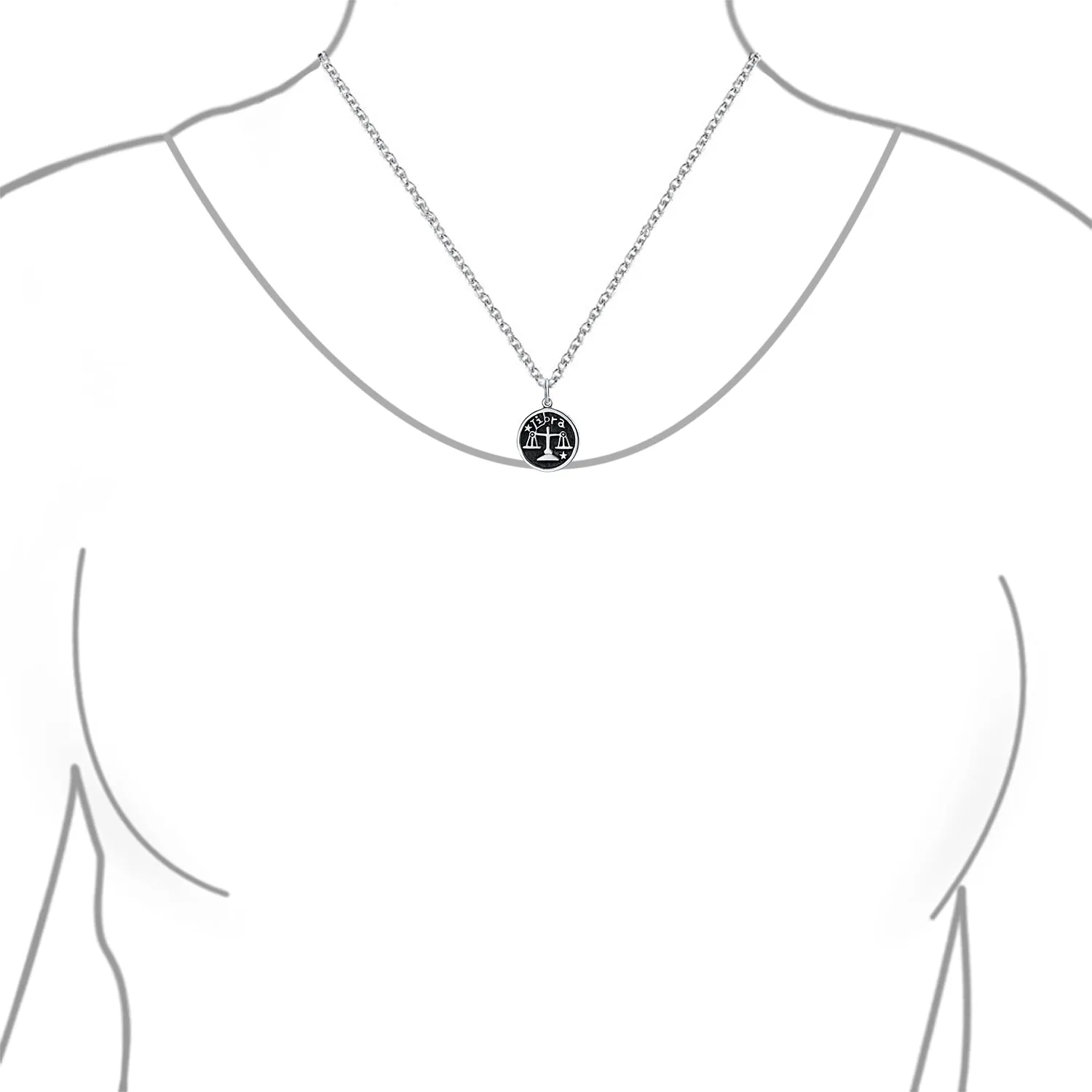 Astrology Constellation Pendant Necklace in Oxidized Sterling Silver Zodiac Medallion