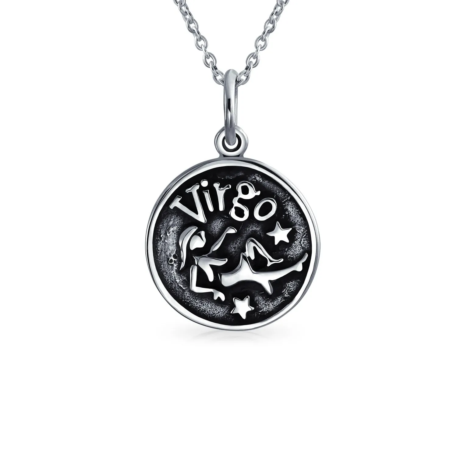 Astrology Constellation Pendant Necklace in Oxidized Sterling Silver Zodiac Medallion