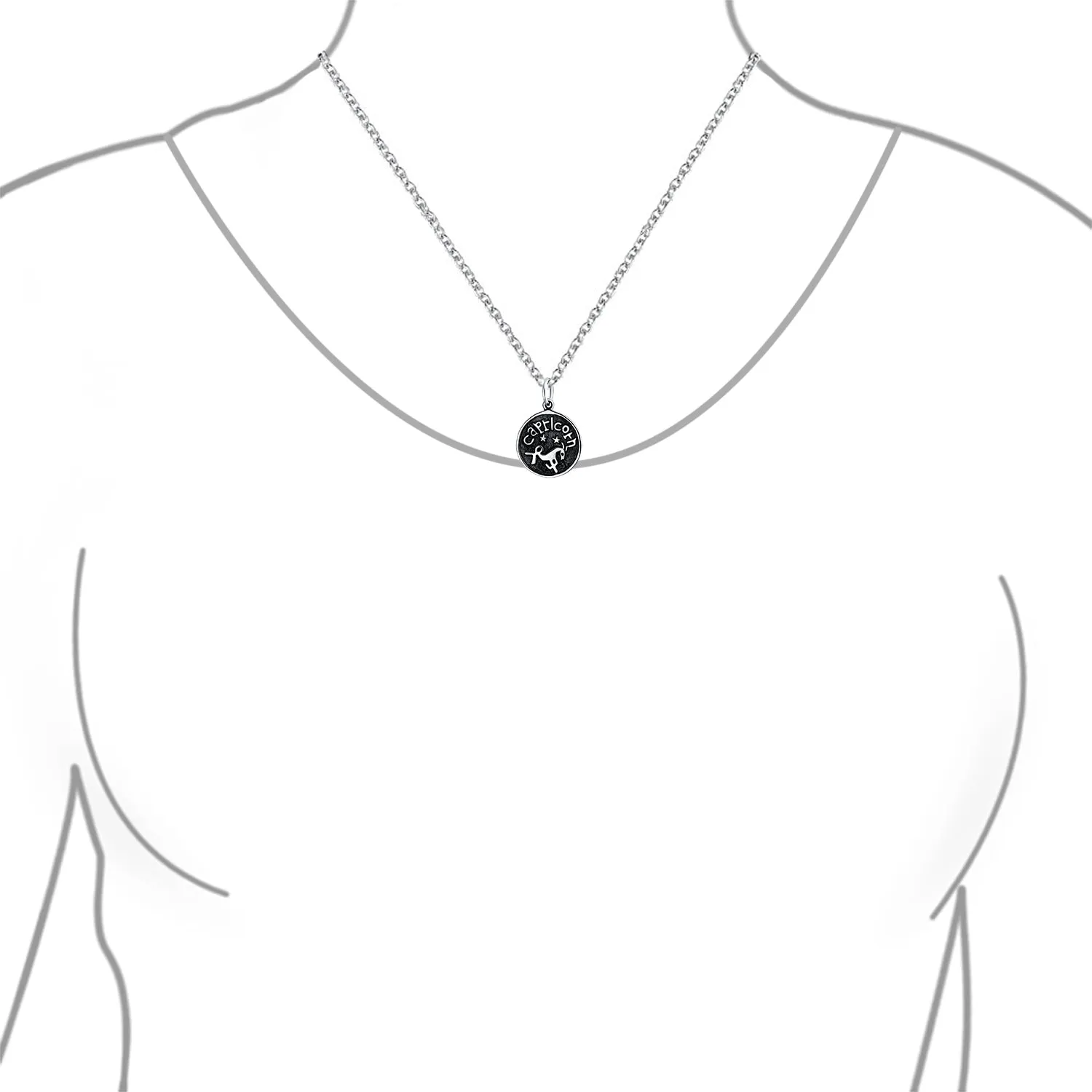 Astrology Constellation Pendant Necklace in Oxidized Sterling Silver Zodiac Medallion