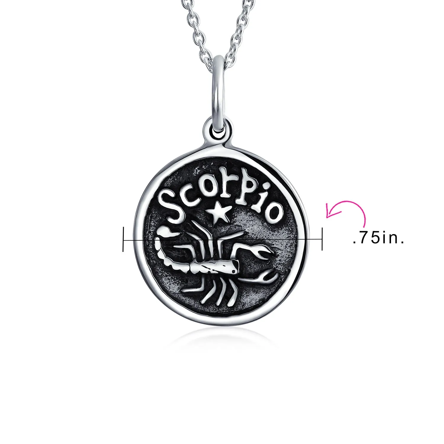 Astrology Constellation Pendant Necklace in Oxidized Sterling Silver Zodiac Medallion