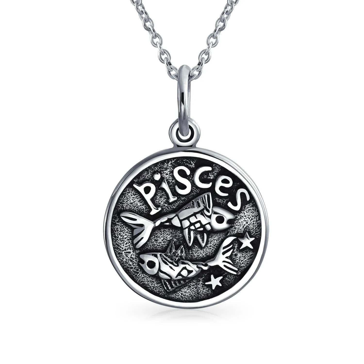 Astrology Constellation Pendant Necklace in Oxidized Sterling Silver Zodiac Medallion