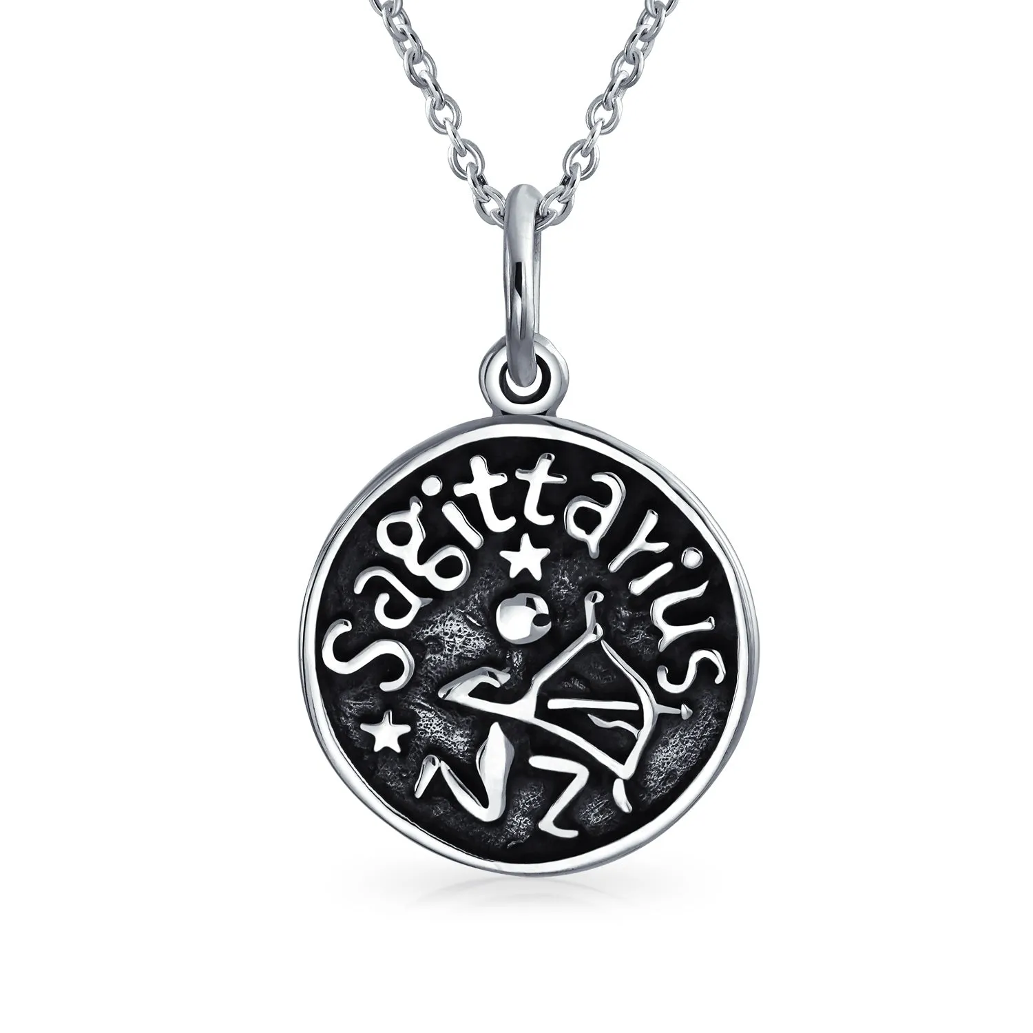 Astrology Constellation Pendant Necklace in Oxidized Sterling Silver Zodiac Medallion