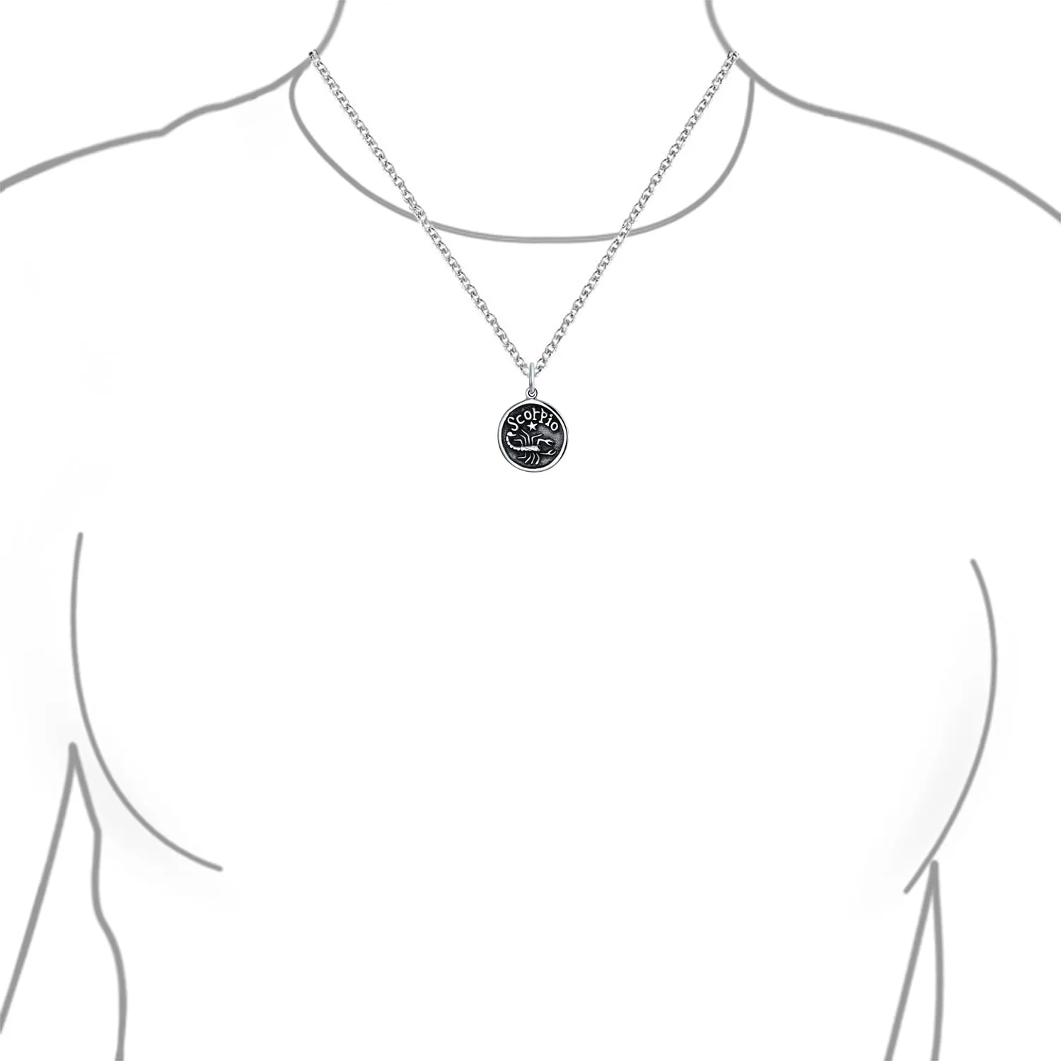 Astrology Constellation Pendant Necklace in Oxidized Sterling Silver Zodiac Medallion