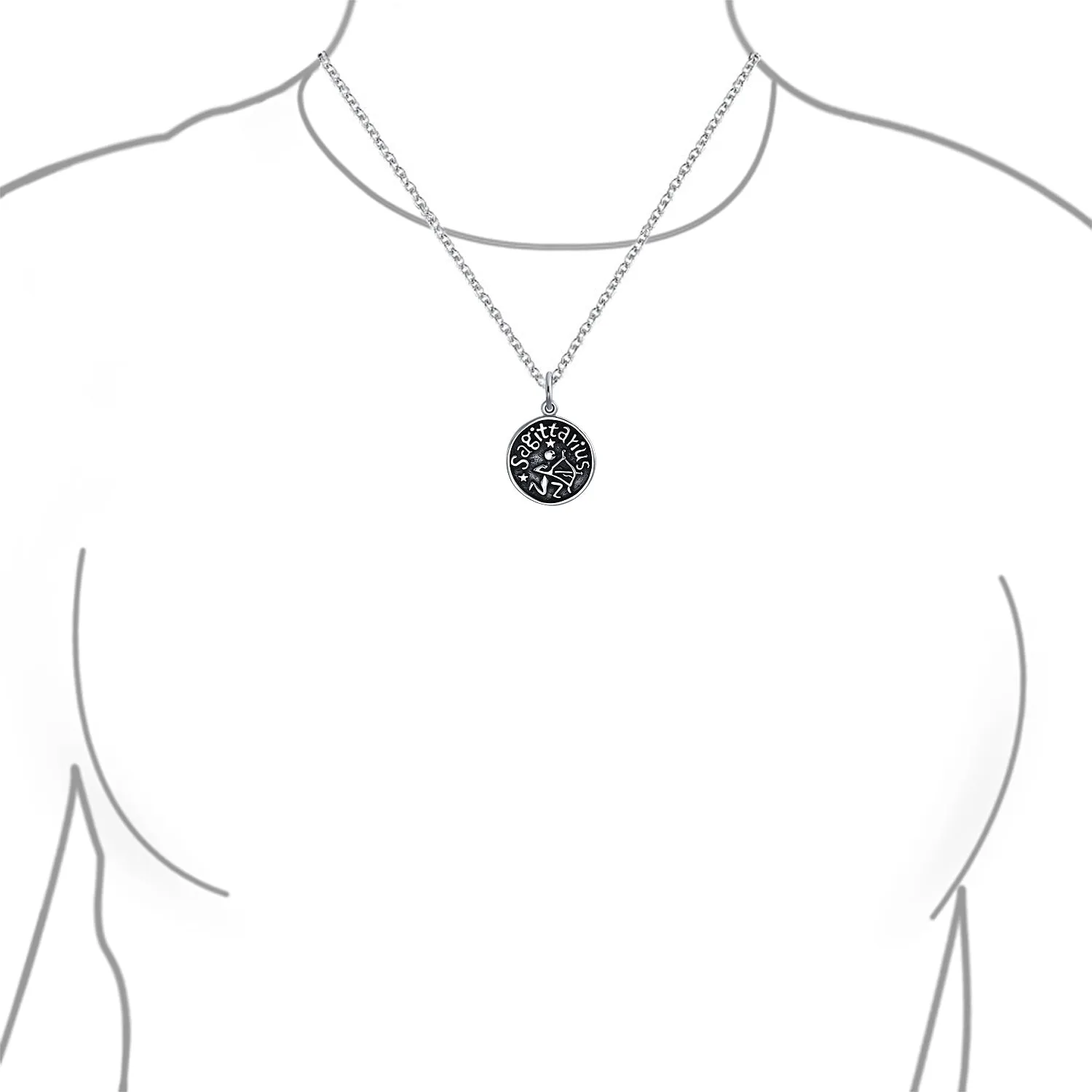 Astrology Constellation Pendant Necklace in Oxidized Sterling Silver Zodiac Medallion