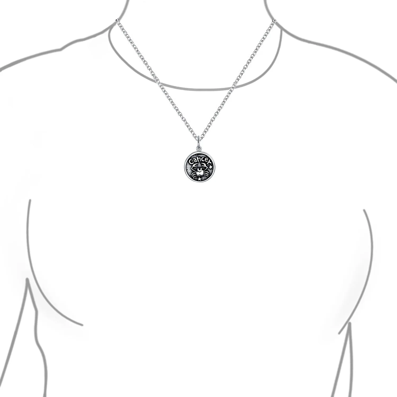 Astrology Constellation Pendant Necklace in Oxidized Sterling Silver Zodiac Medallion
