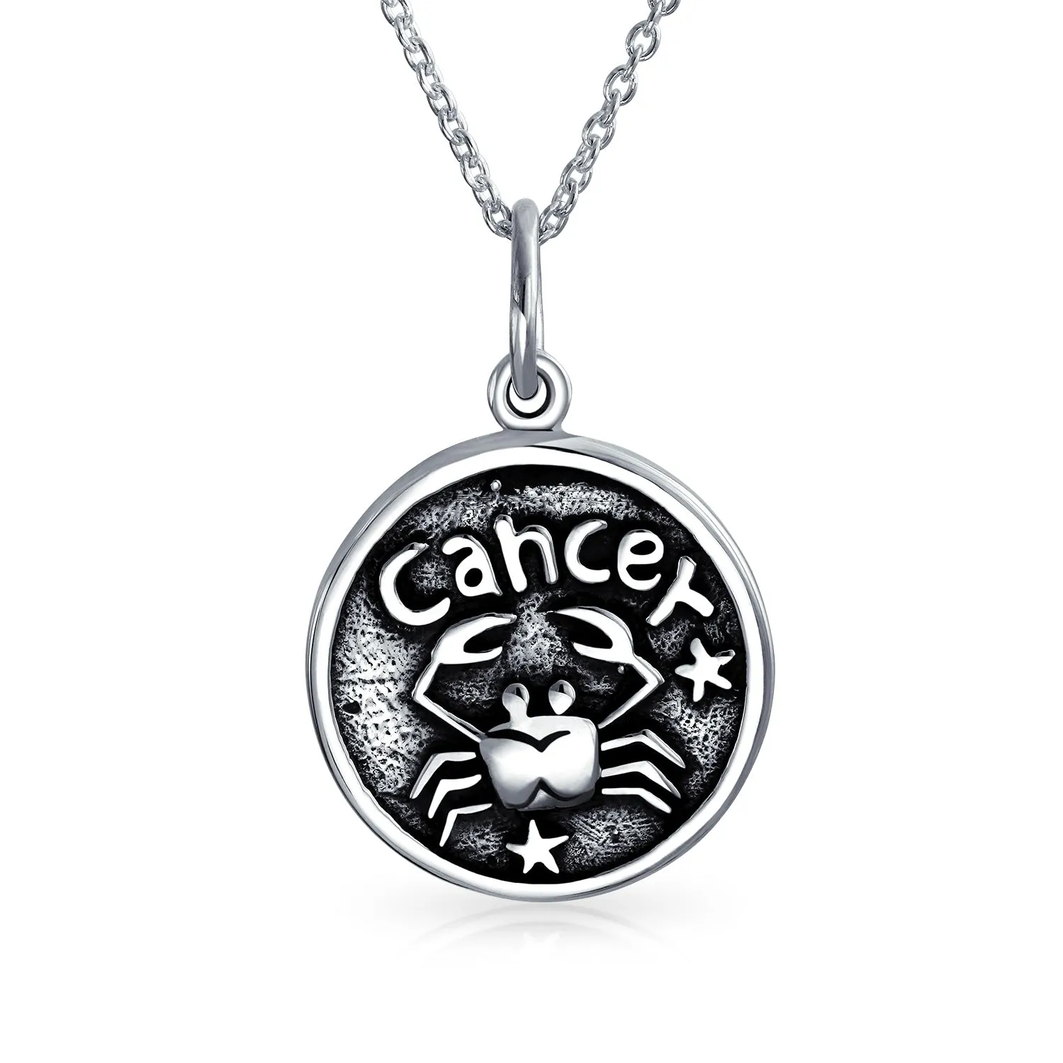 Astrology Constellation Pendant Necklace in Oxidized Sterling Silver Zodiac Medallion