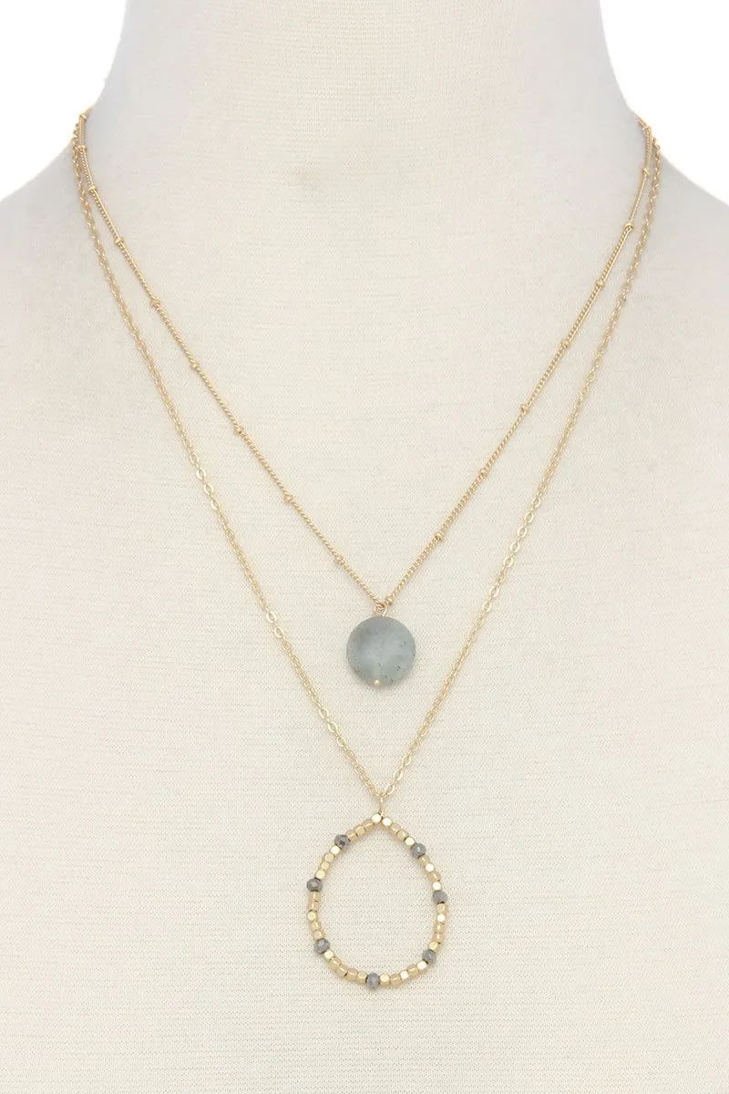 Beaded teardrop shape layered necklace