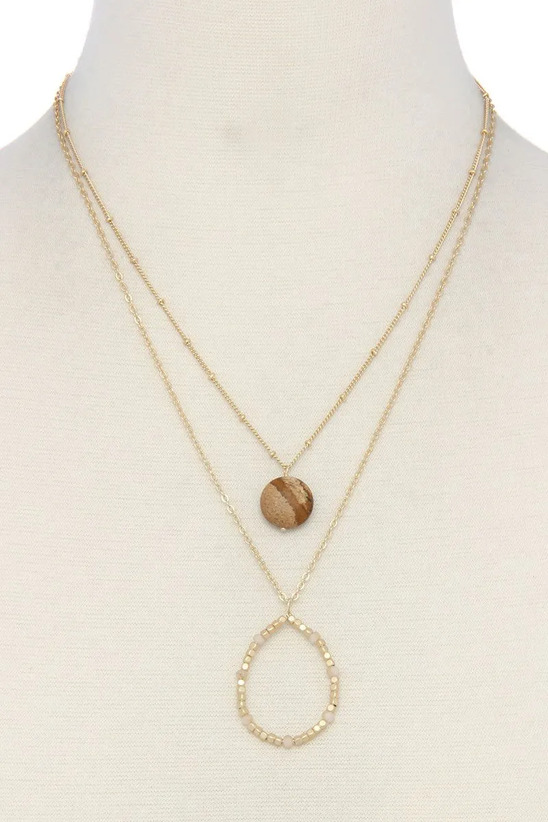 Beaded teardrop shape layered necklace