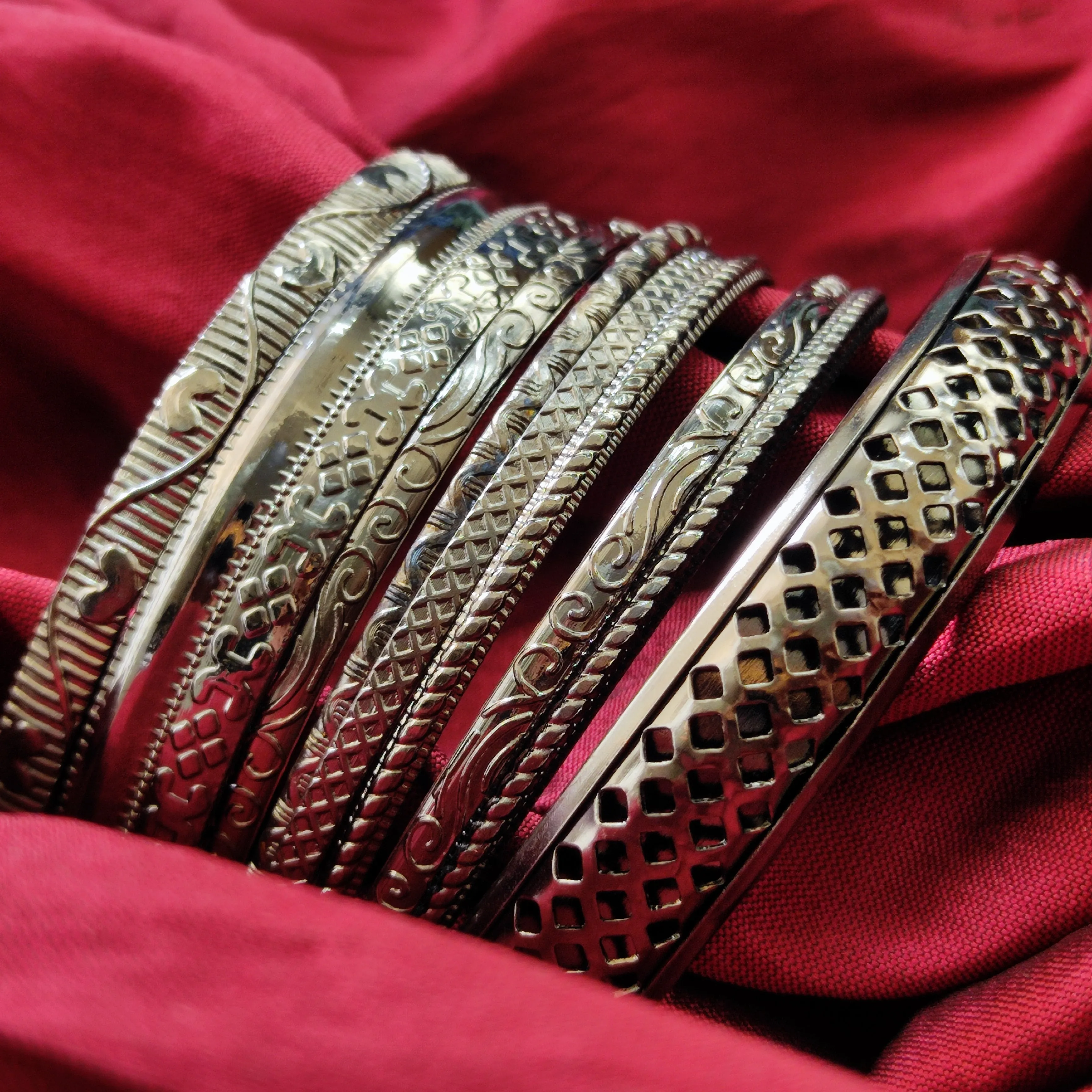 Bhavi Jewels Zinc Alloy Silver Bangles Set