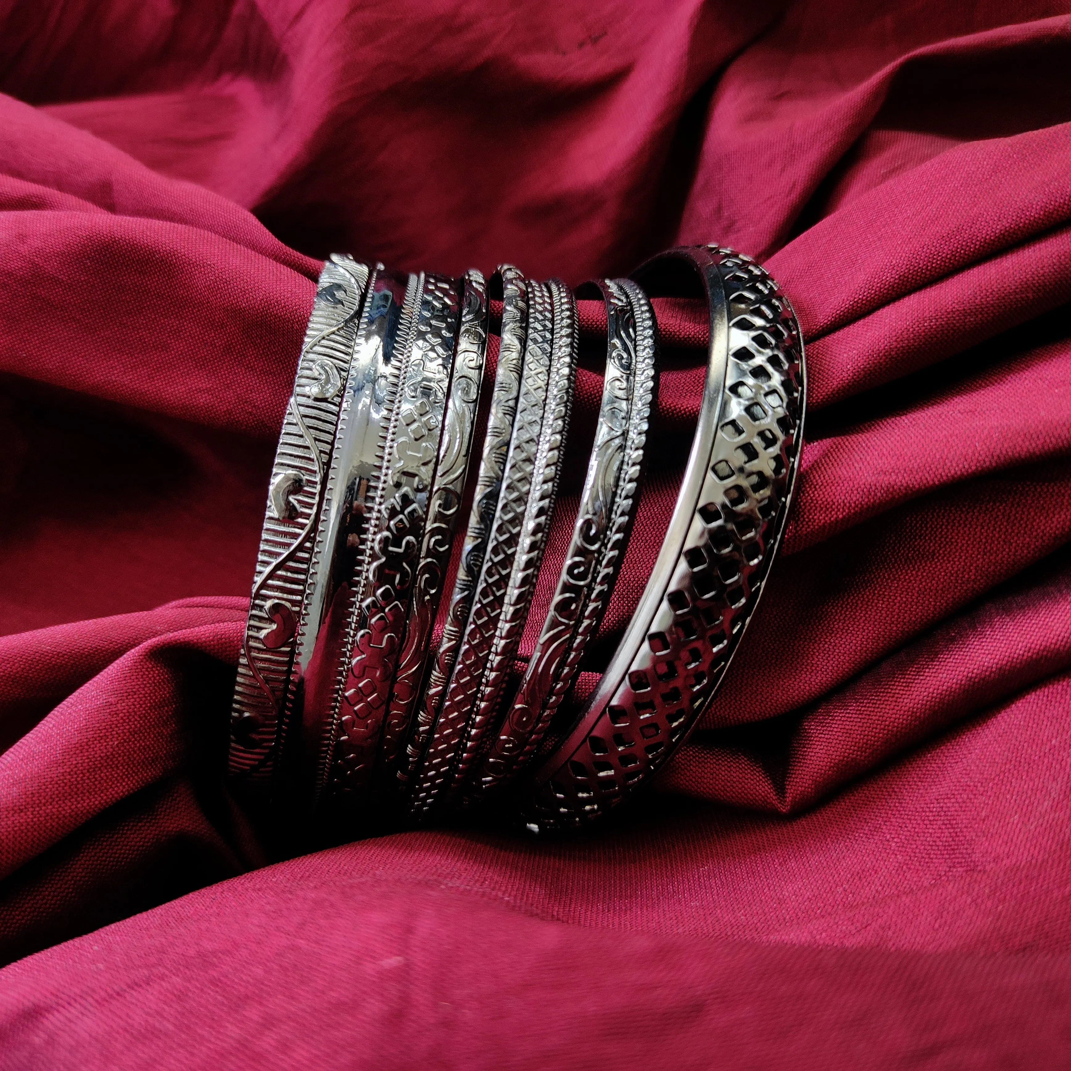 Bhavi Jewels Zinc Alloy Silver Bangles Set
