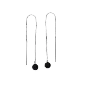 Black Agate Threader Earrings