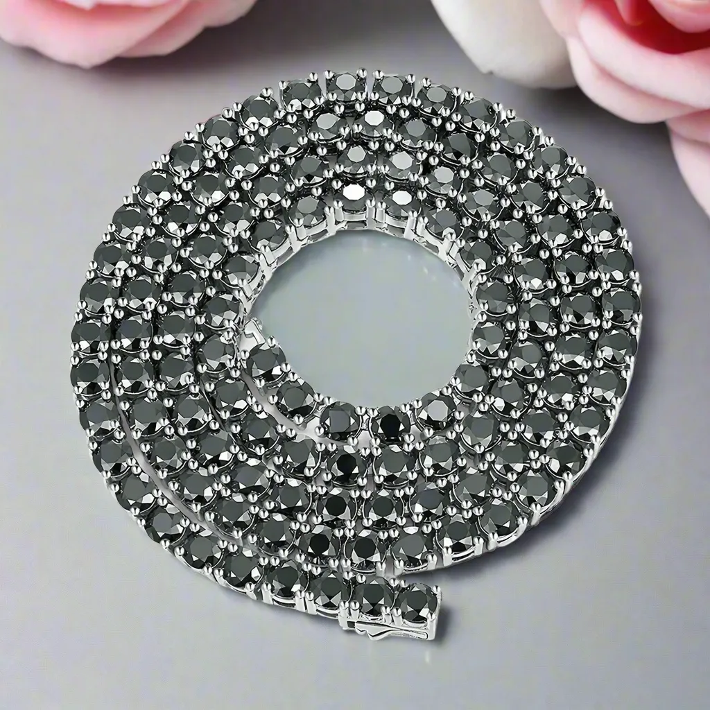 Black Diamond Tennis Necklace
