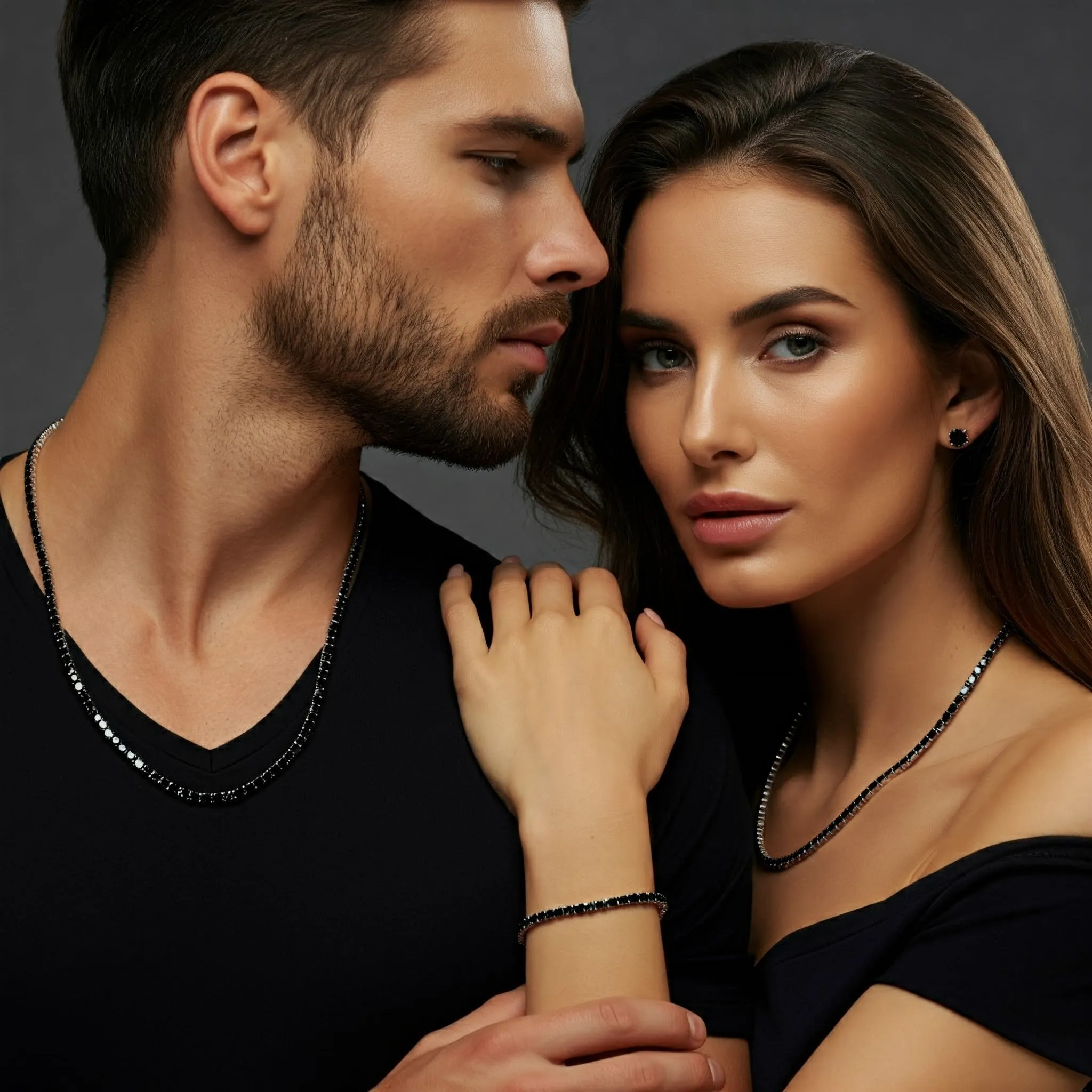 Black Diamond Tennis Necklace