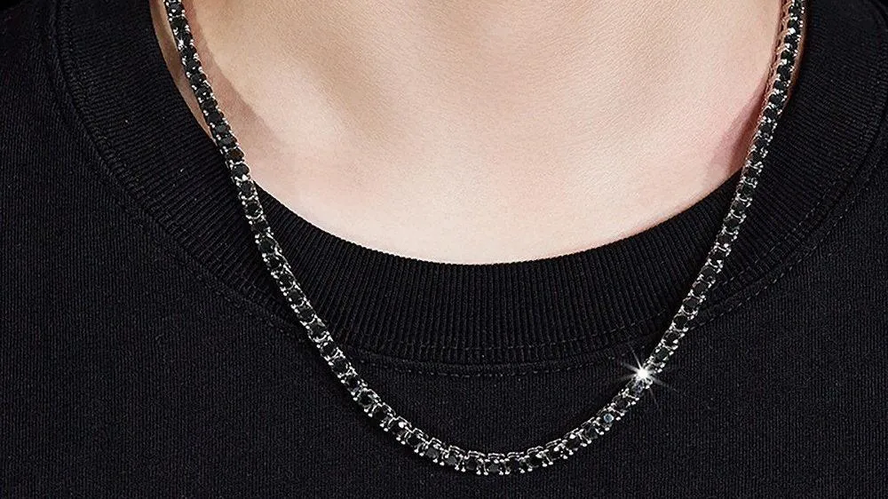 Black Diamond Tennis Necklace