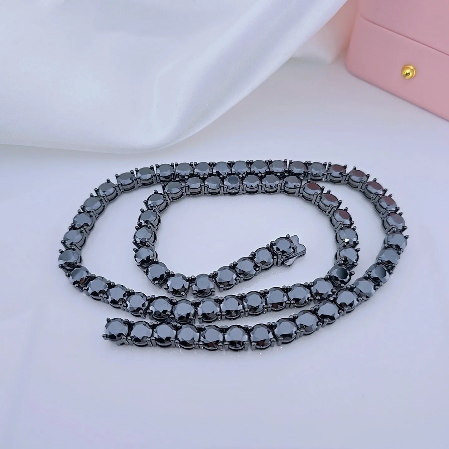 Black Diamond Tennis Necklace