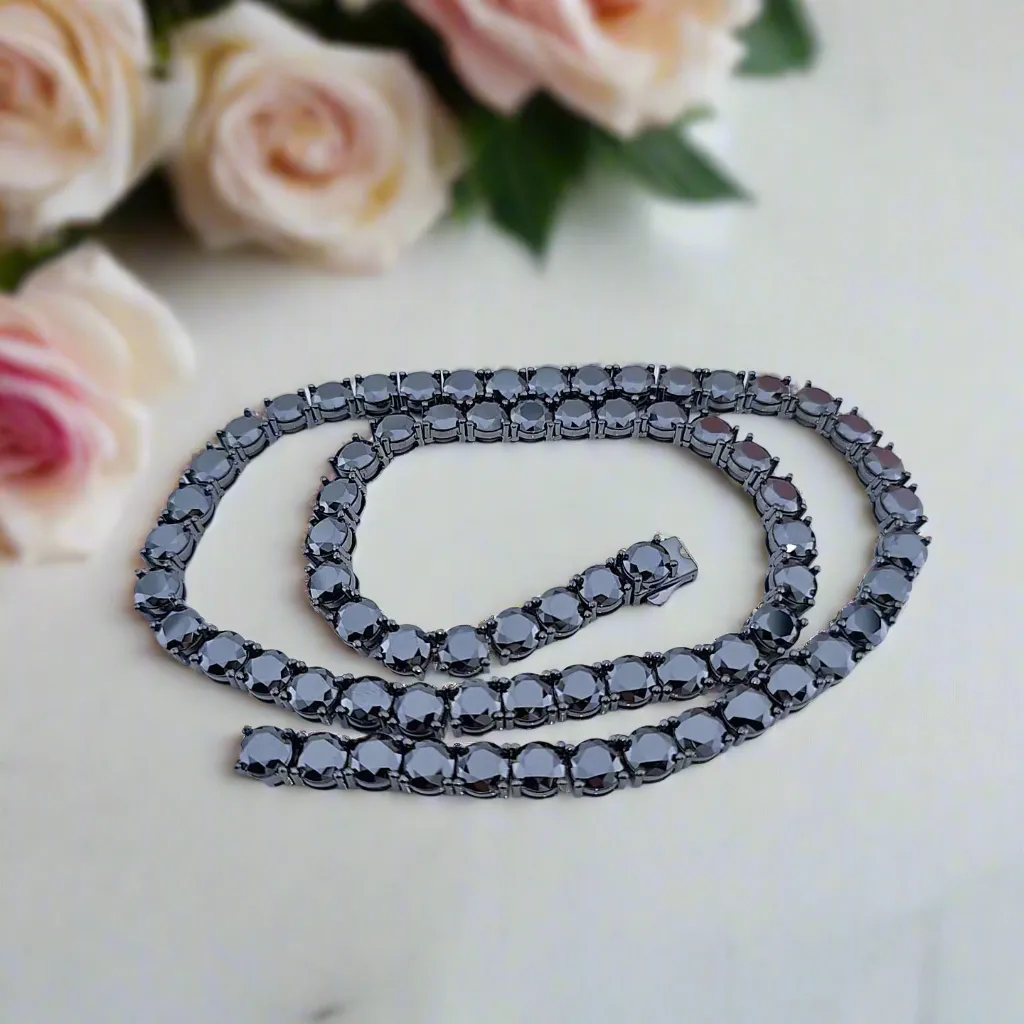Black Diamond Tennis Necklace