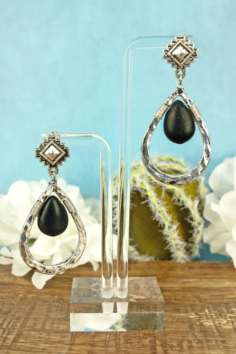 Black Teardrop Earrings