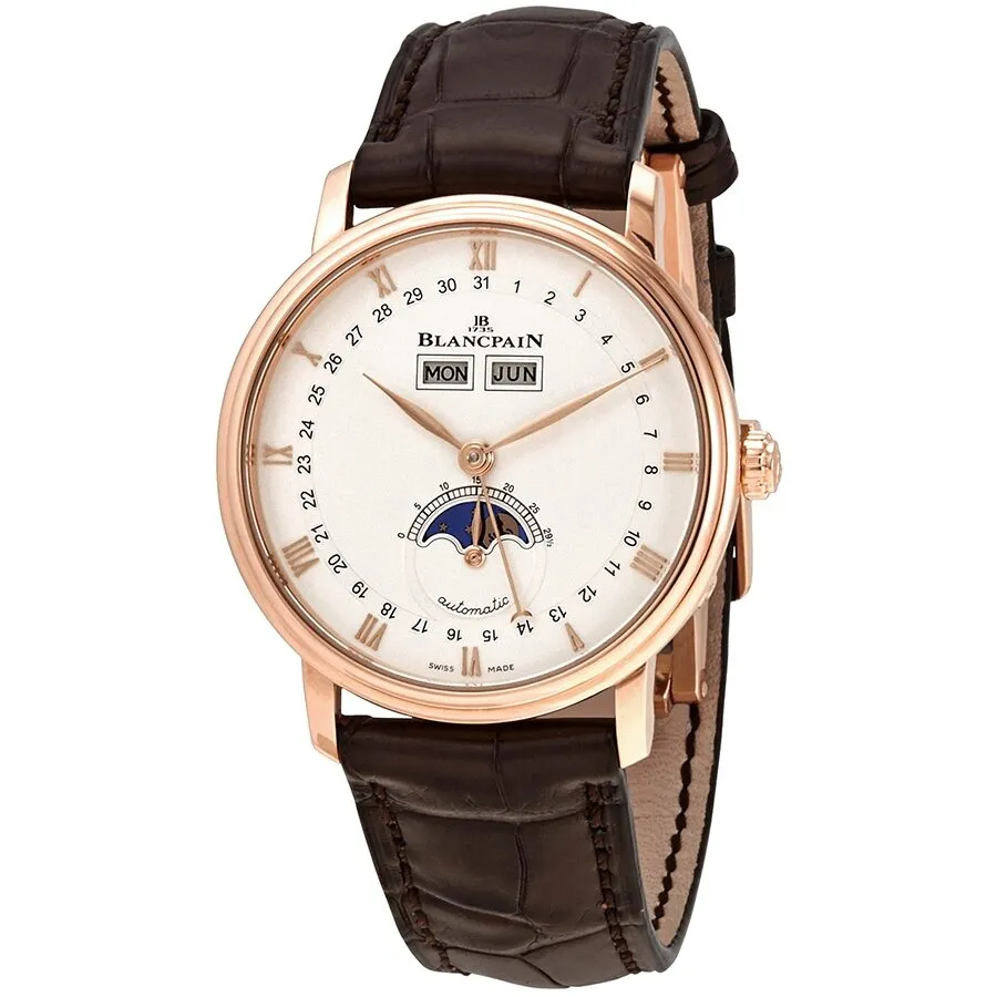 Blancpain Villeret Silver Dial 18kt Rose Gold Brown Leather Men's Watch 6263-3642-55B