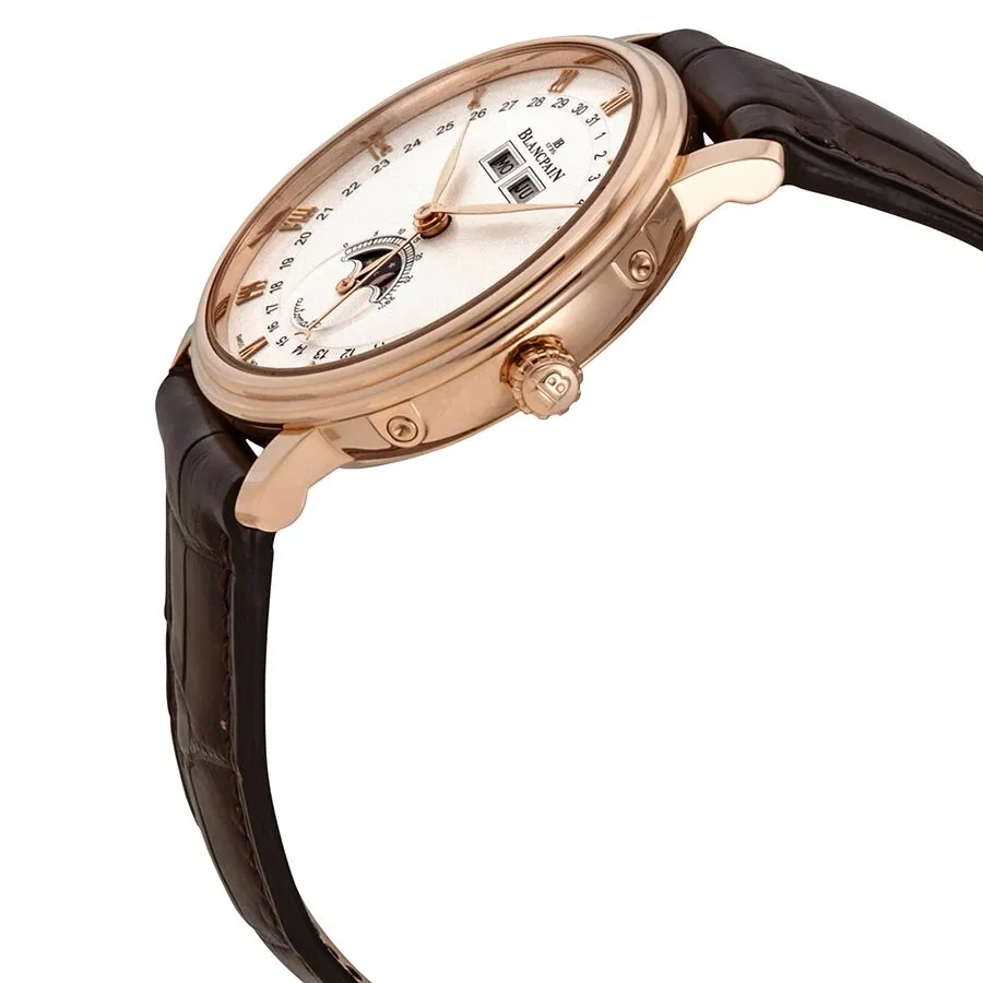 Blancpain Villeret Silver Dial 18kt Rose Gold Brown Leather Men's Watch 6263-3642-55B