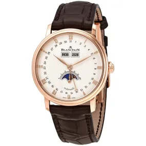 Blancpain Villeret Silver Dial 18kt Rose Gold Brown Leather Men's Watch 6263-3642-55B
