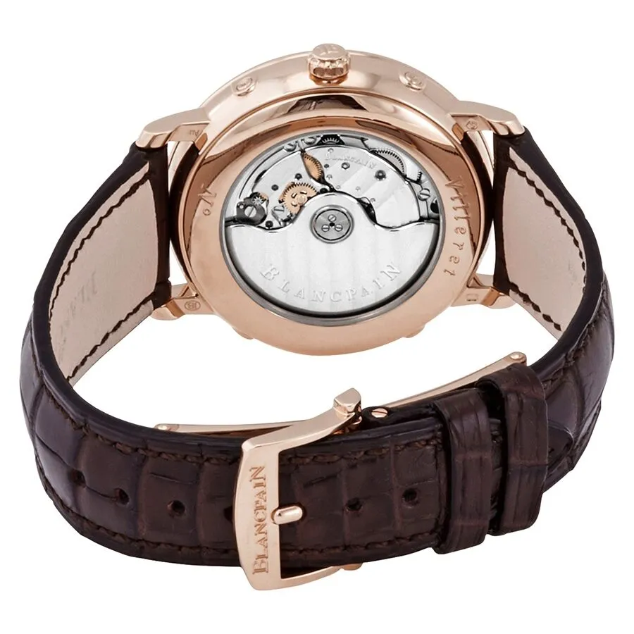 Blancpain Villeret Silver Dial 18kt Rose Gold Brown Leather Men's Watch 6263-3642-55B