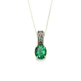 Boho Emerald Pendant - Green Tribal Necklace - Vintage Drop Necklace