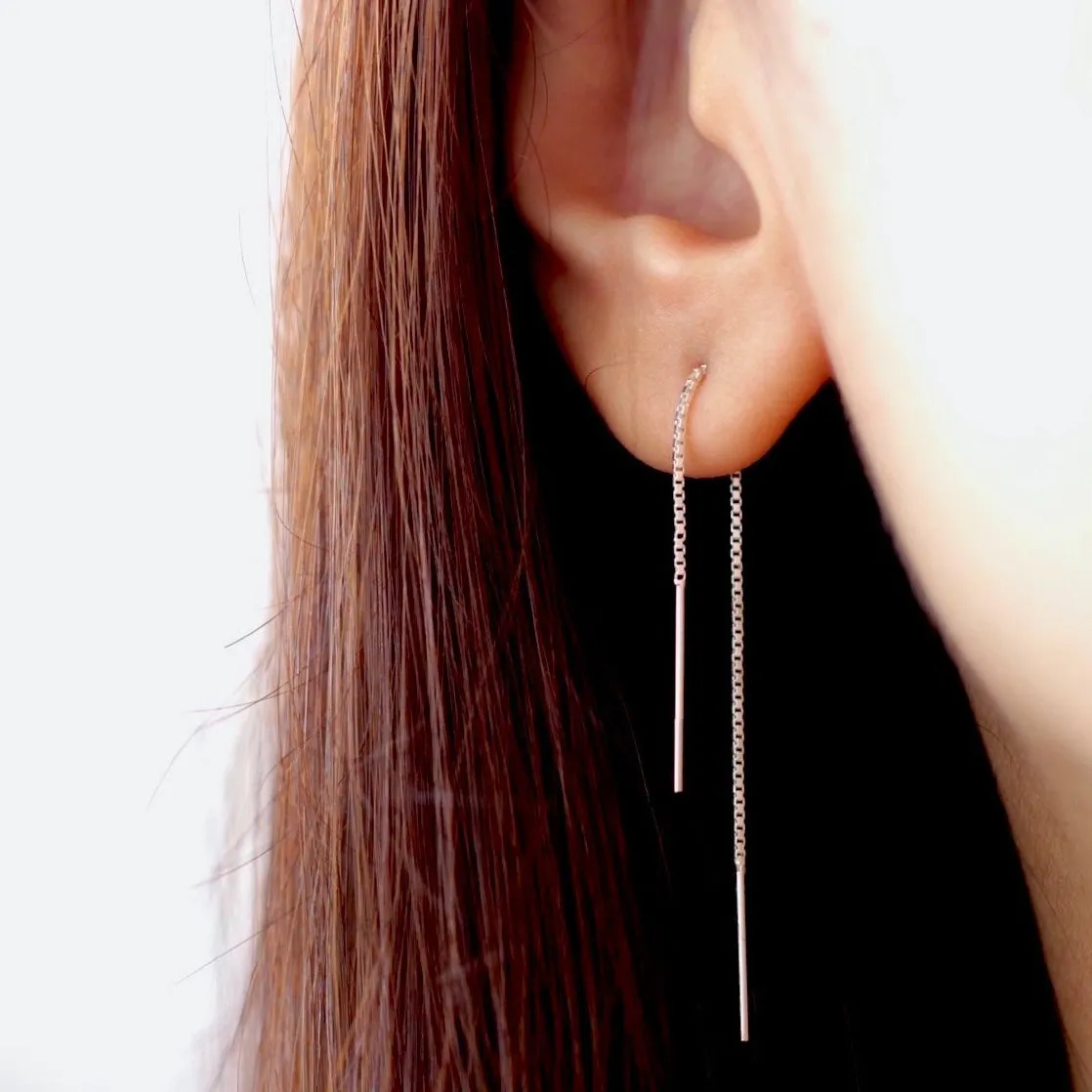 Box Chain Threader Earrings
