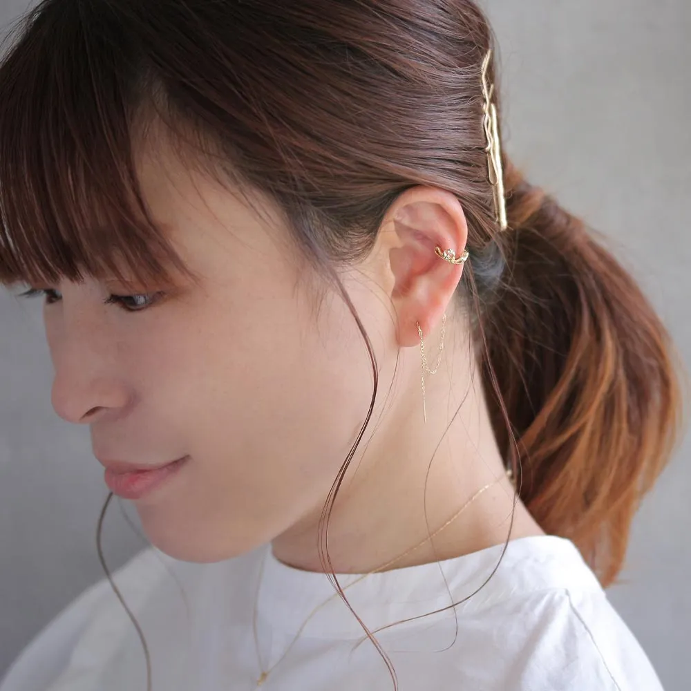 Chain Threader Heart Crown Cuff Earring
