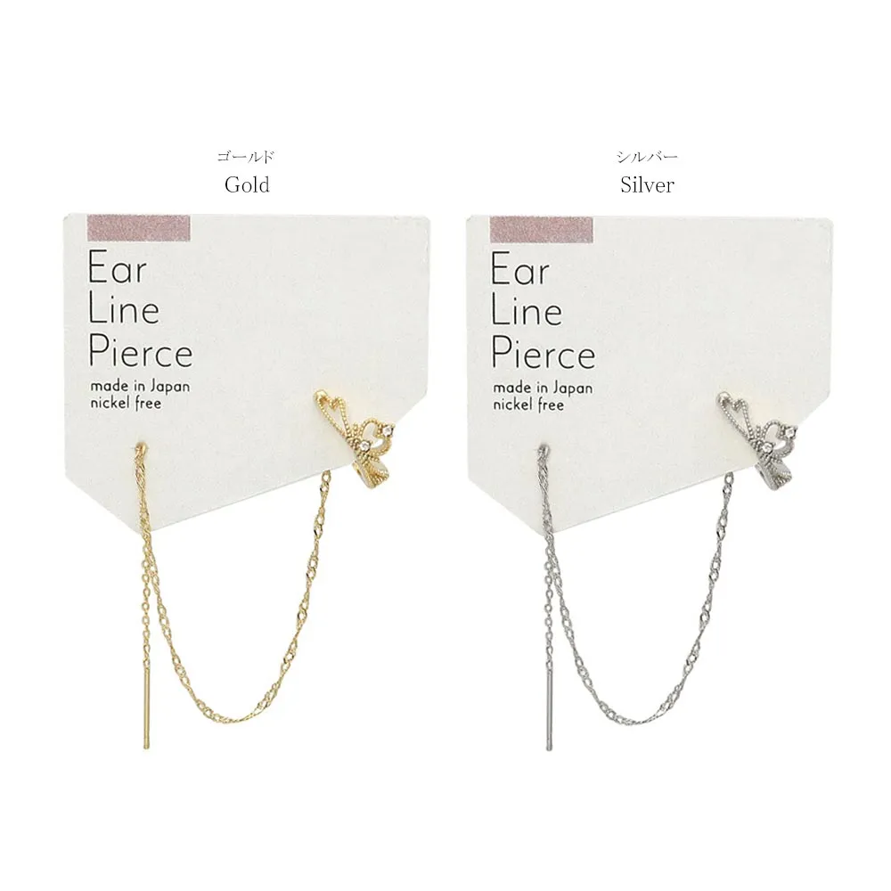 Chain Threader Heart Crown Cuff Earring