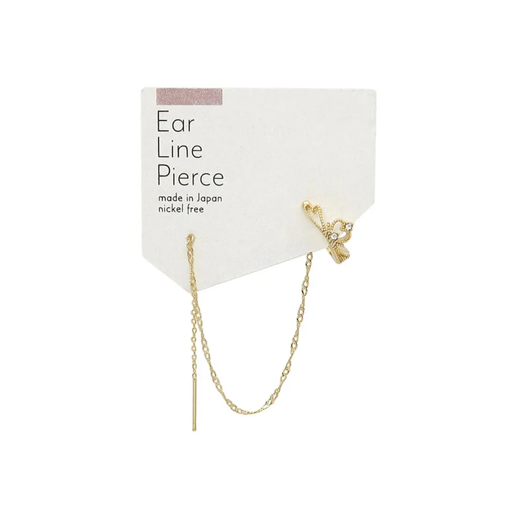 Chain Threader Heart Crown Cuff Earring