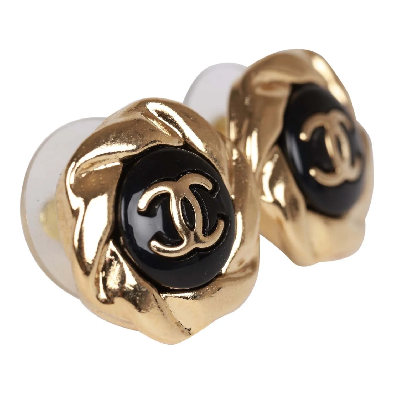 Chanel Gold CC Sunburst Stud Earrings