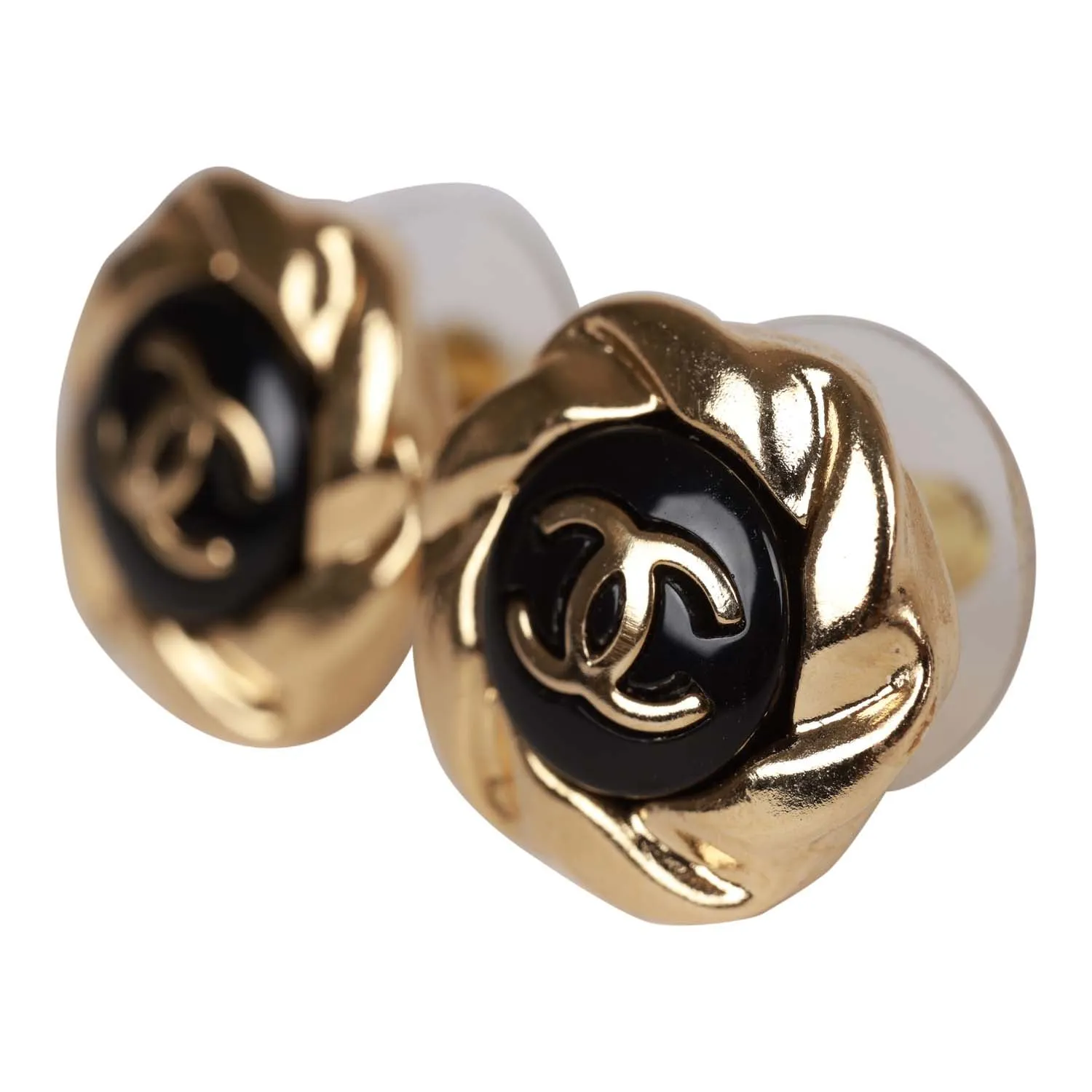 Chanel Gold CC Sunburst Stud Earrings