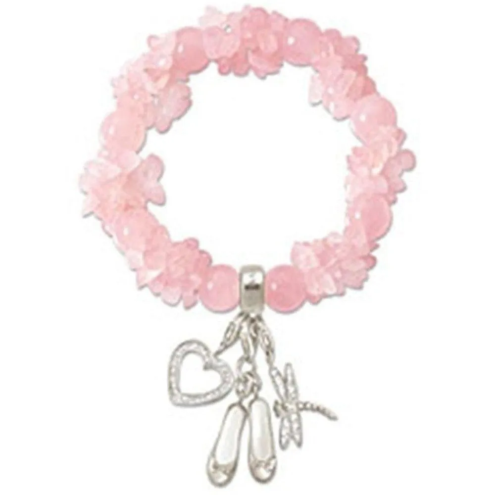 Charm Bracelet Pink Quartz Beads