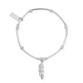 ChloBo Sterling Silver Mini Noodle Ball Filigree Feather Bracelet