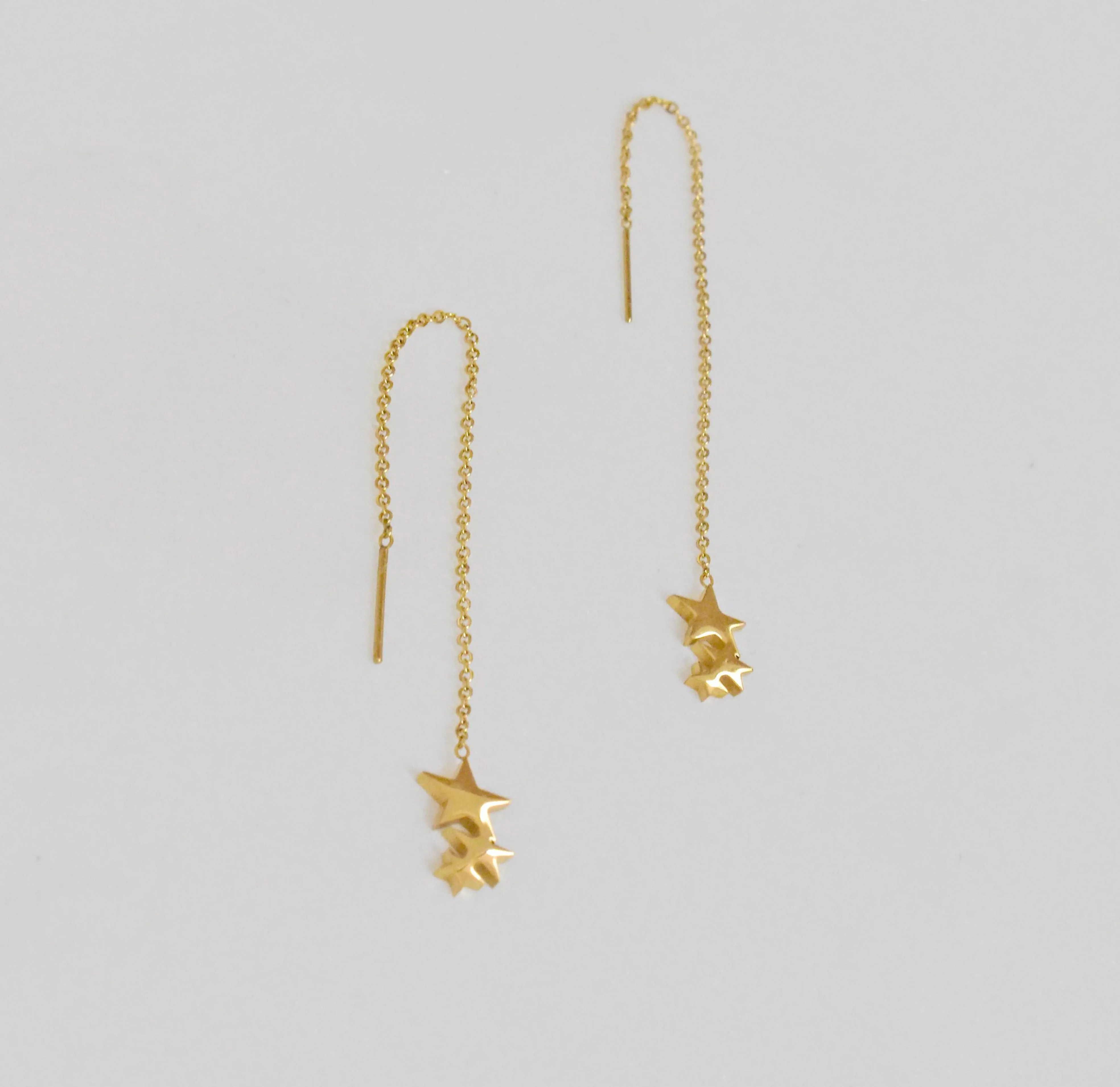 CHLOE GOLD STAR THREADER EARRINGS