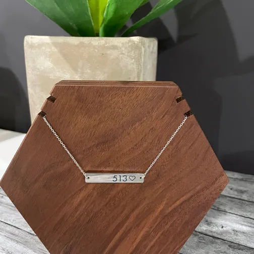 Cincy Love 513 Bar Necklace (GOLD, SILVER OR ROSE GOLD)