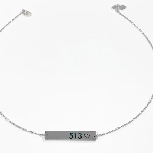 Cincy Love 513 Bar Necklace (GOLD, SILVER OR ROSE GOLD)