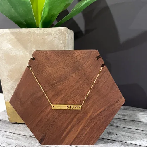 Cincy Love 513 Bar Necklace (GOLD, SILVER OR ROSE GOLD)