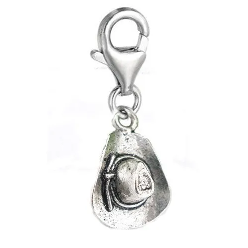 Clip on Cowboy Hat for European Clip on Charm Jewelry w/ Lobster Clasp