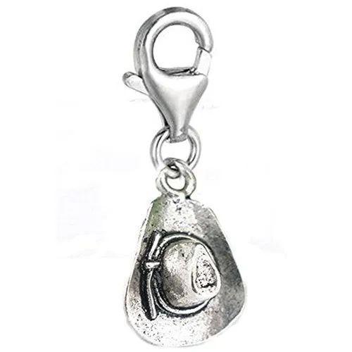Clip on Cowboy Hat for European Clip on Charm Jewelry w/ Lobster Clasp