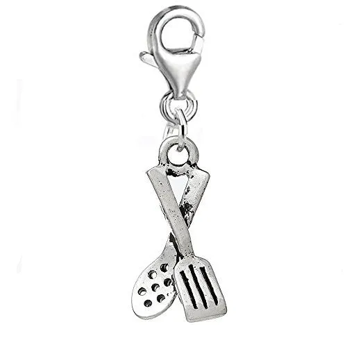 Clip on Spatula Spoon Cooking Utensils Charm for Necklace or Bracelet