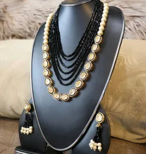 Color beaded long kundan set