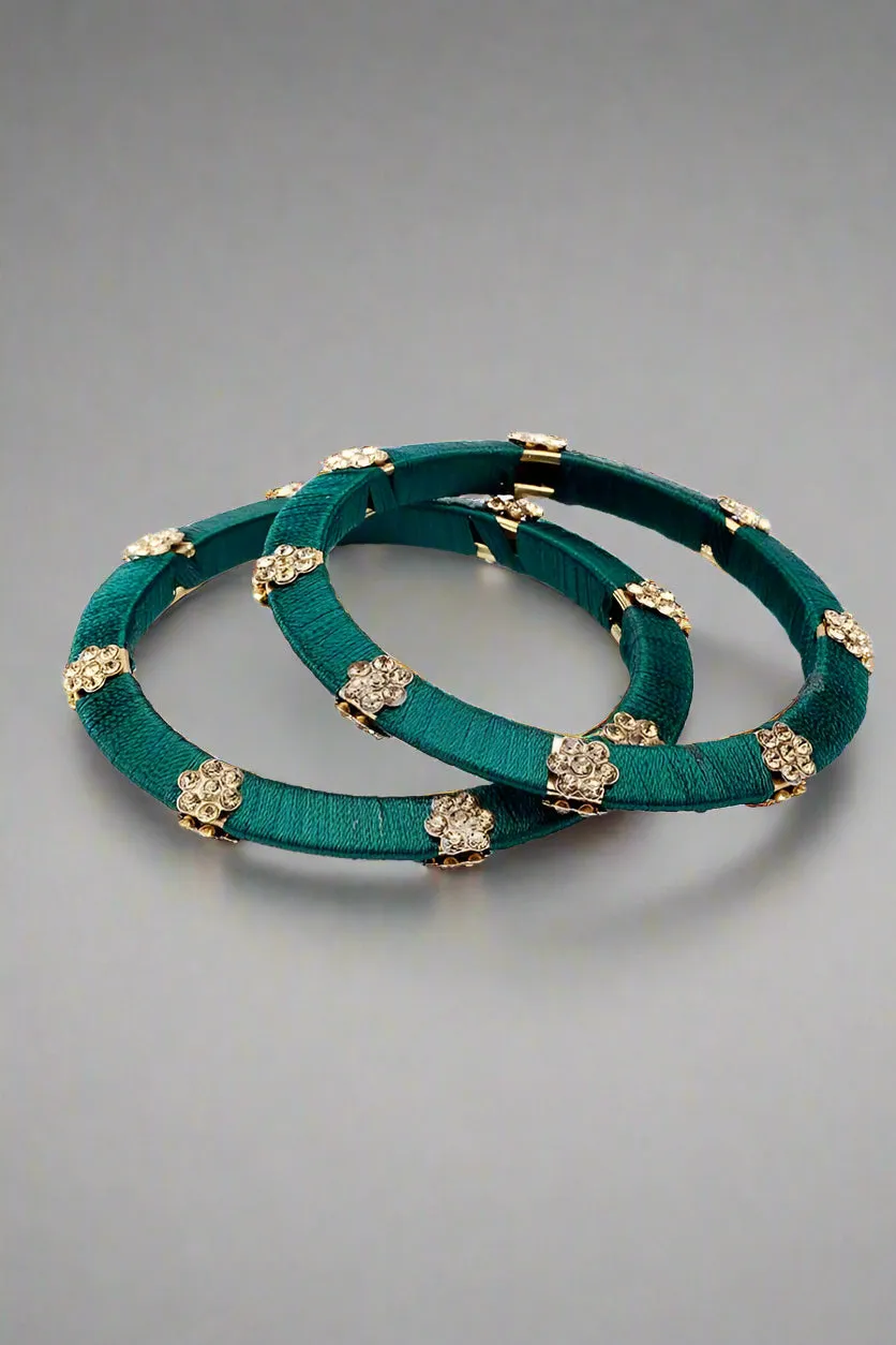 Dark Green Engraved Bangle Set