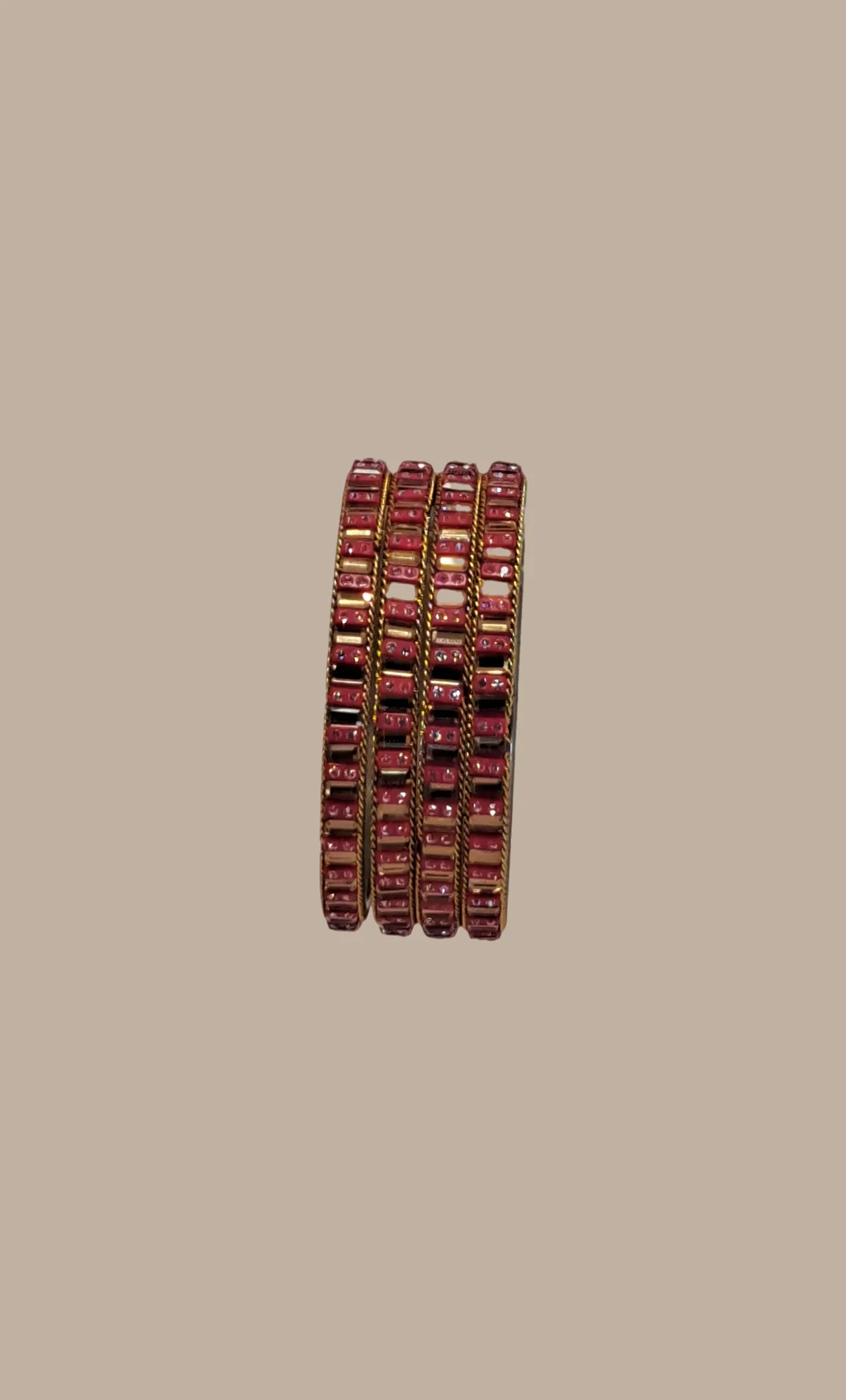 Deep Pink Stonework Bangles