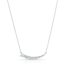 Diamond Round Graduated Prong-set Comet Necklace In 14k White Gold
